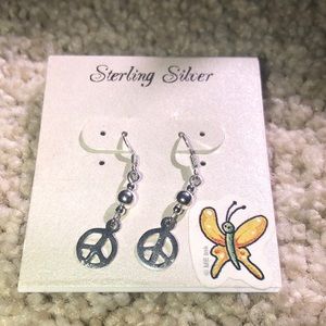 Women’s sterling silver Peace sign earrings